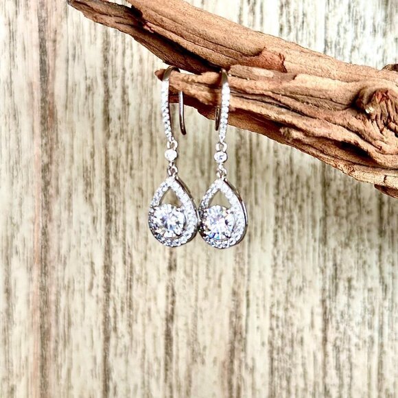 Certified 2ct. T.W. Moissanite Diamond Tear Drop‎ Earrings - Picture 12 of 15